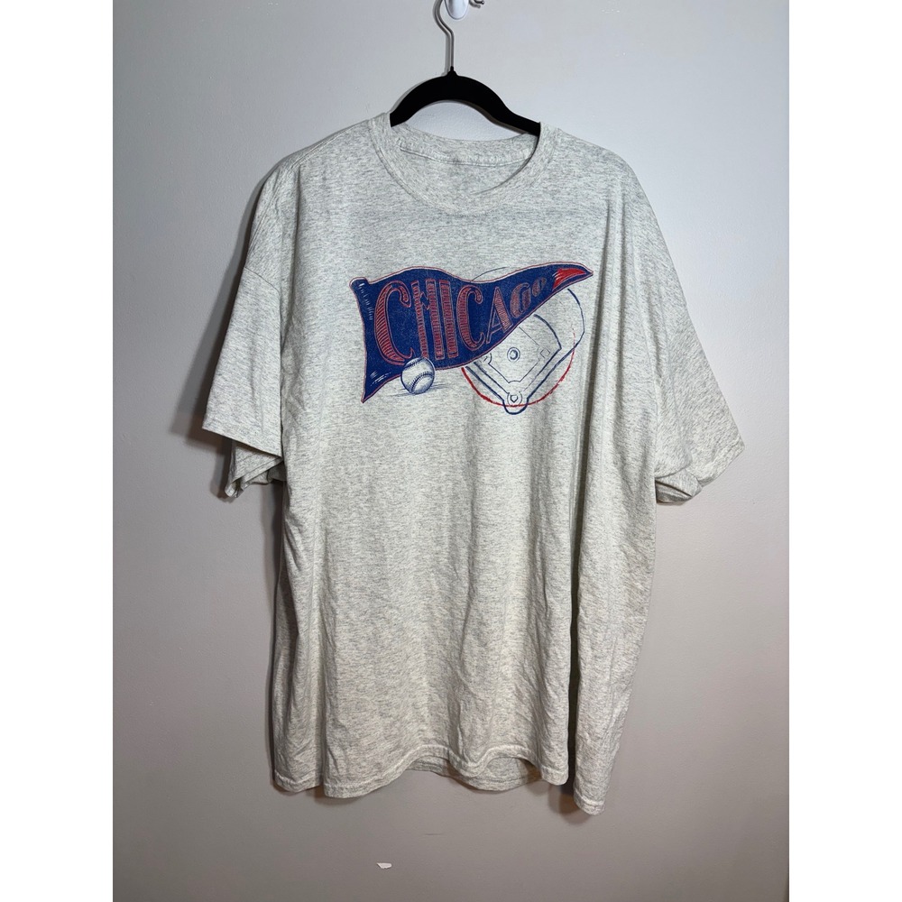Vintage Chicago Baseball Graphic T Shirt Grey Short Sleeve‎ Tee